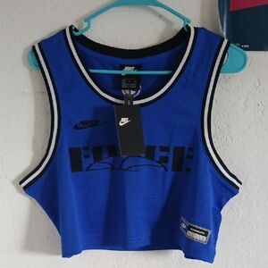 Nike Blue Black Crop Jersey Top